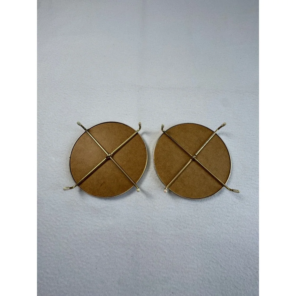 Vintage Currier & Ives Set of 2 Footed Trivets 6